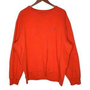 90s Polo Ralph Lauren Orange XL Classic Solid Sweatshirt Pullover Pony Logo